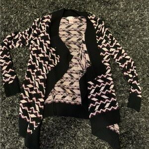 Design History Black and Pink Patterned Cardigan